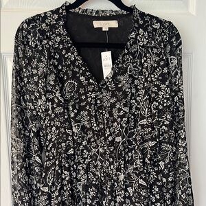Loft black floral dress size small